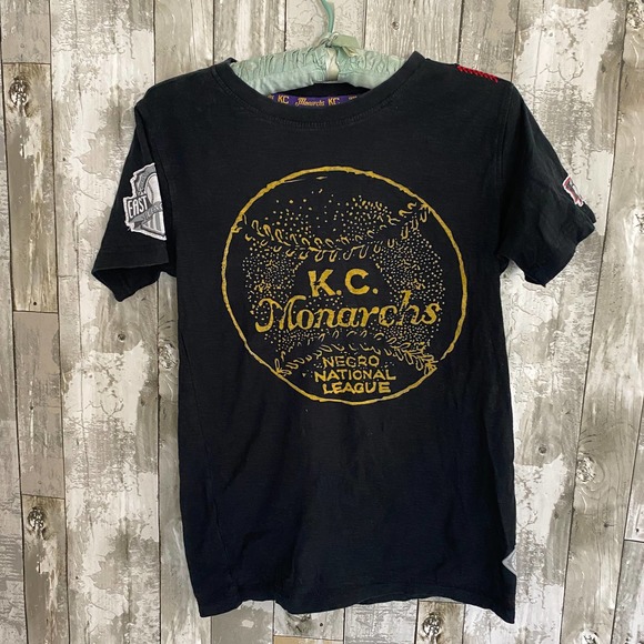 K C Monarchs national negro league baseball black t-shirt S - Picture 1 of 7